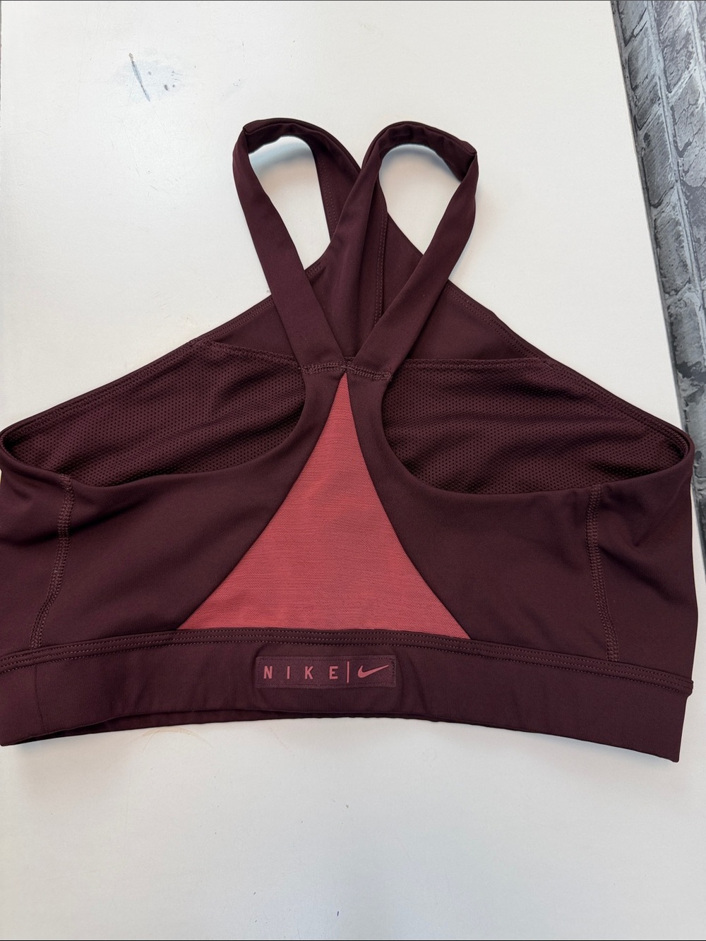 Nike Women's Crossback Sports Bra - Deep Burgundy with Rose Panel